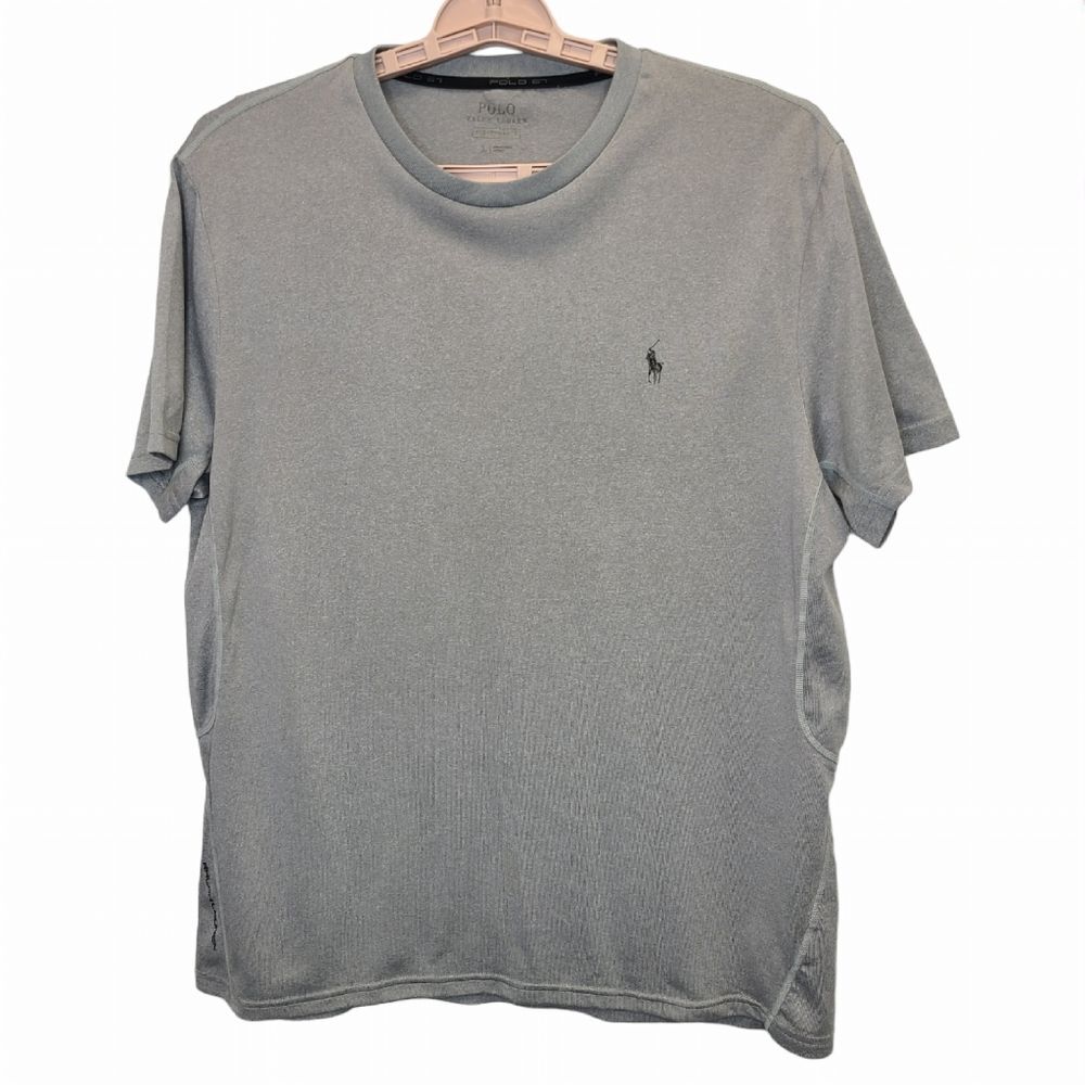 Polo Ralph Lauren Mens L Performance Grey Crew Neck Short Sleeve Shirt Gray